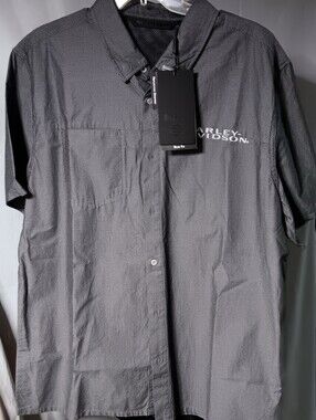 Harley Davidson H-D Moto Textured Men's XL Slimfit Gray Vented Shirt NWT